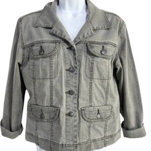 Chico's Washed Gray Denim Jacket Chico's Size 0/US Size Small